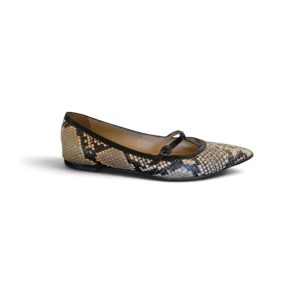 M.Gemi Italy Mary Jane Snake Pattern Leather Maximalist Pointed Toe Flats sz 7.5